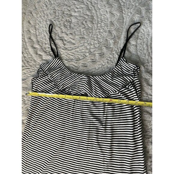 Loft Black and White Spaghetti Strap Tank Top With Ruffles Size Small - Picture 3 of 9